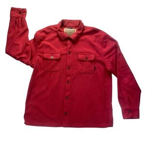 Bass Red Fleece Pullover Jacket Sherpa Lined Size L